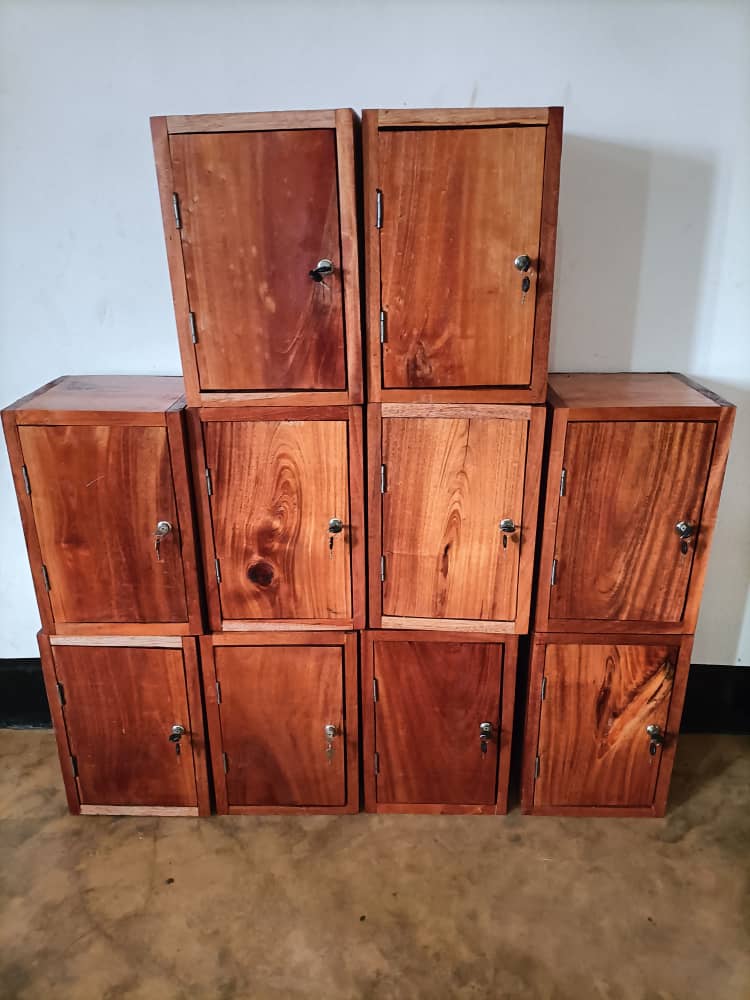 Locally made wooden boxes for the microscopes