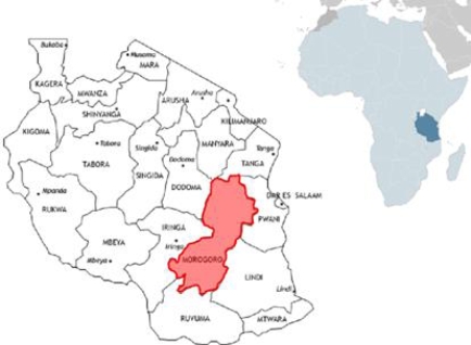 Karte mit der Region Morogoro